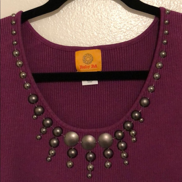 Ruby Rd Women’s Tank Sweater with Embellishments - Picture 2 of 5